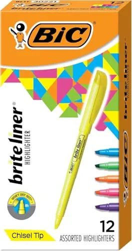 BIC Brite Liner Highlighters Review: 12-Count Chisel Tips image 2