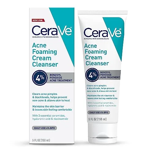 CeraVe Acne Foaming Cream Cleanser Review: 4% B...