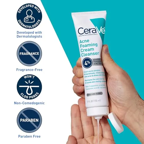 CeraVe Acne Foaming Cream Cleanser Review: 4% BPO Wash image 6